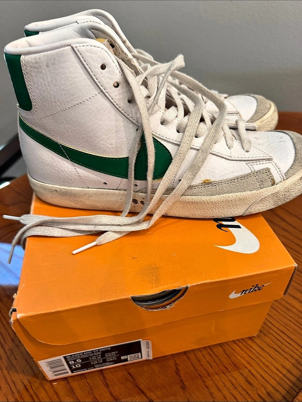 Nike Blazer Mid '77 Vintage High-Top Sneakers White & Green US 8.5
